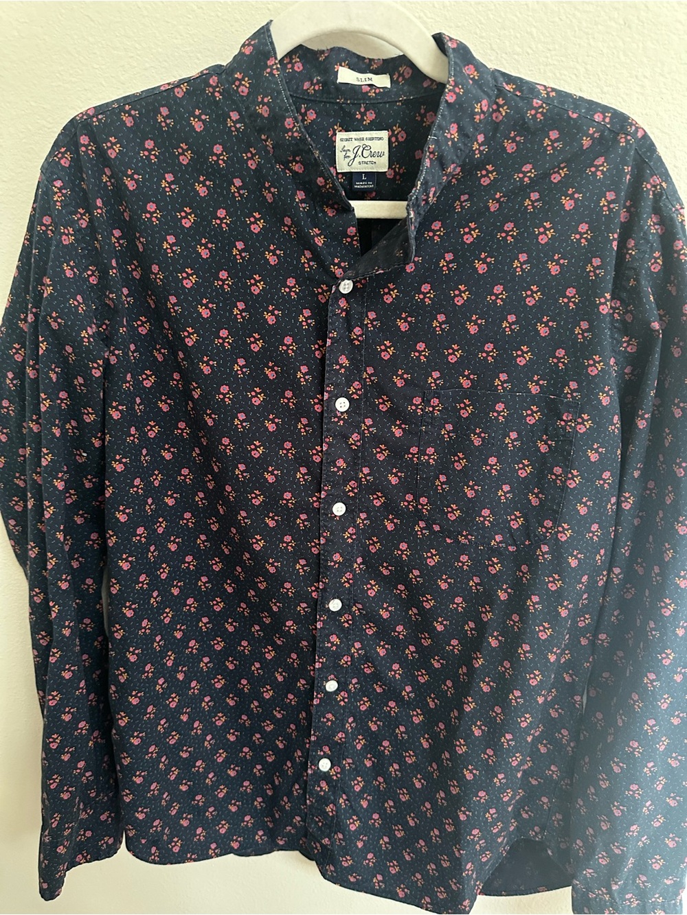 J.Crew Floral Slim Fit Button Front Shirt Women’s L Cotton Stretch